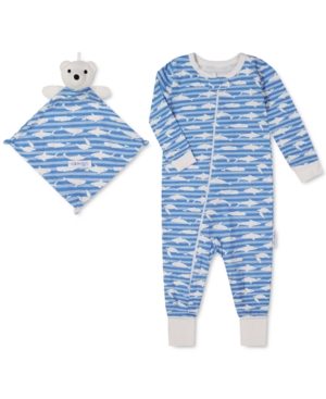 Max & Olivia Baby Girls 1-Pc Shark-Print Coverall & Blanket Set
