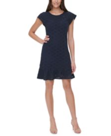 Eyelet Flounce-Hem Shift Dress