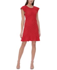 Eyelet Flounce-Hem Shift Dress