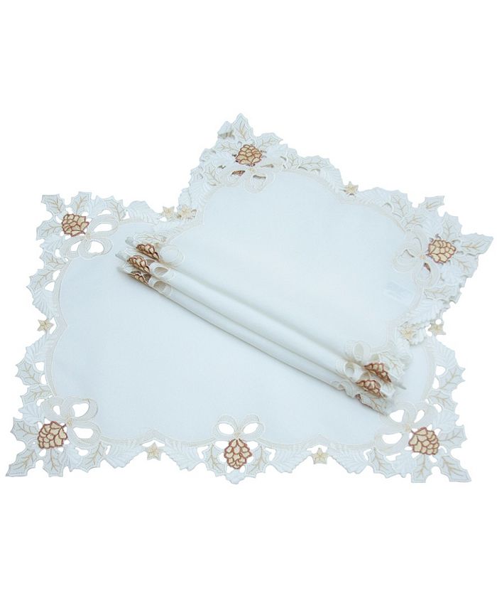 Xia Home Fashions Gilded Pines Embroidered Cutwork Placemats Set of 4
