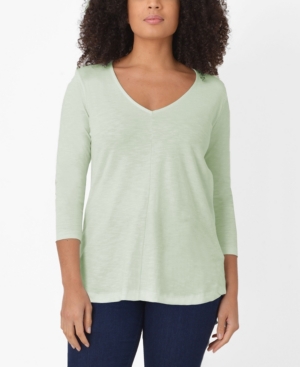 LIVE UNLIMITED WOMEN'S 3/4 SLEEVE COTTON SWING TOP