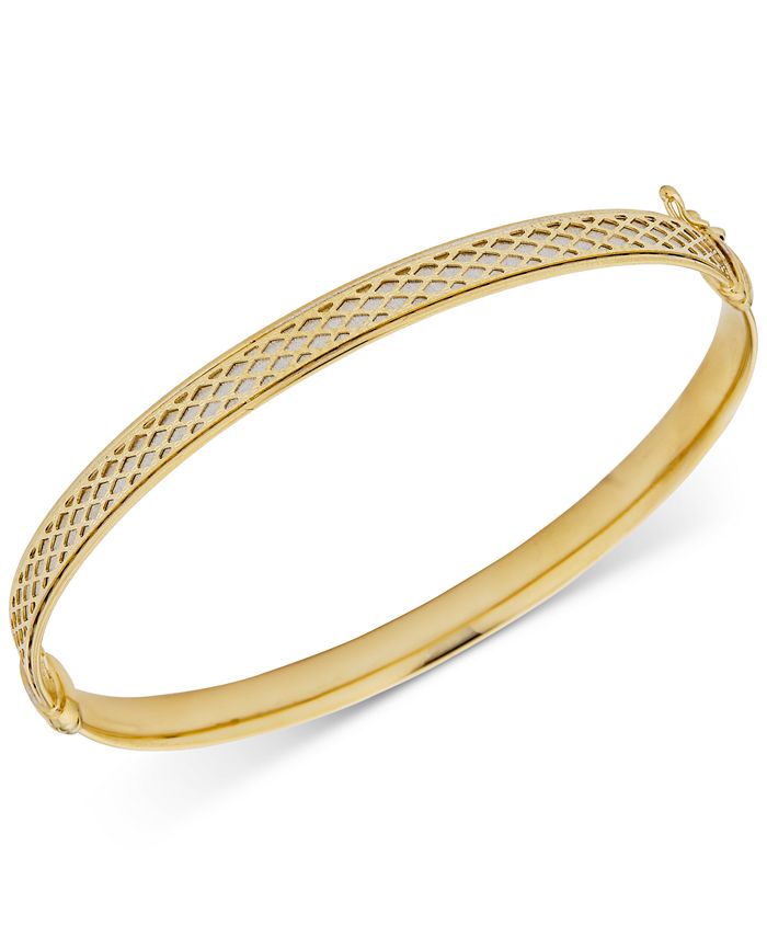Macy's - Textured Two-Tone Bangle Bracelet in 10k Gold & White Gold