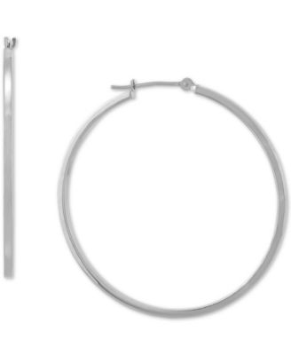 Macy's - Medium Flat-Edge Hoop Earrings in 10k Gold, 10k Rose Gold or 10k White Gold 40mm