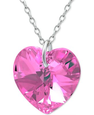 Photo 1 of Crystal Heart Crystal 18" Pendant Necklace in Sterling Silver