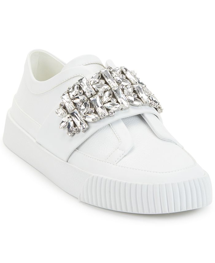Karl Lagerfeld Paris Men's Monogram Leather Slip-On Sneakers - White - Size 11