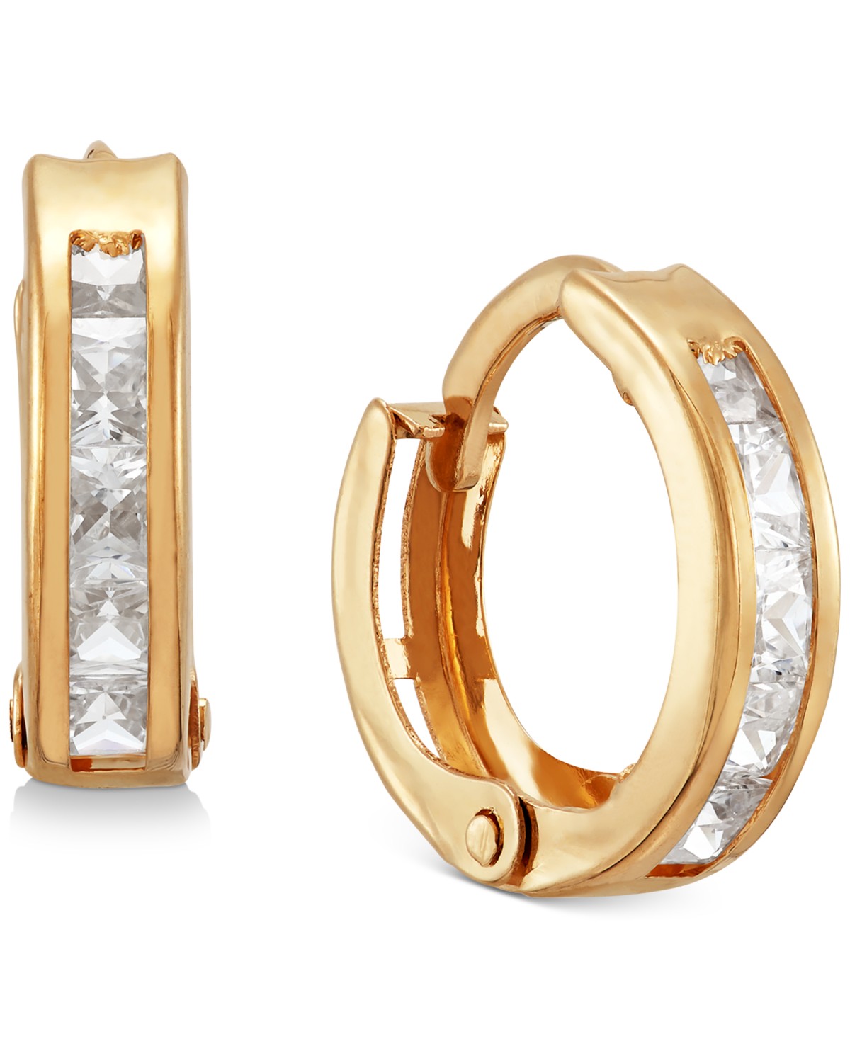 Детские Macy's Children's Cubic Zirconia Extra Small Huggie Hoop Earrings in 14k Gold, 10mm — фото 1