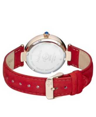 Women's Matera Swiss Quartz Red Italian Suede Strap Watch 35mm