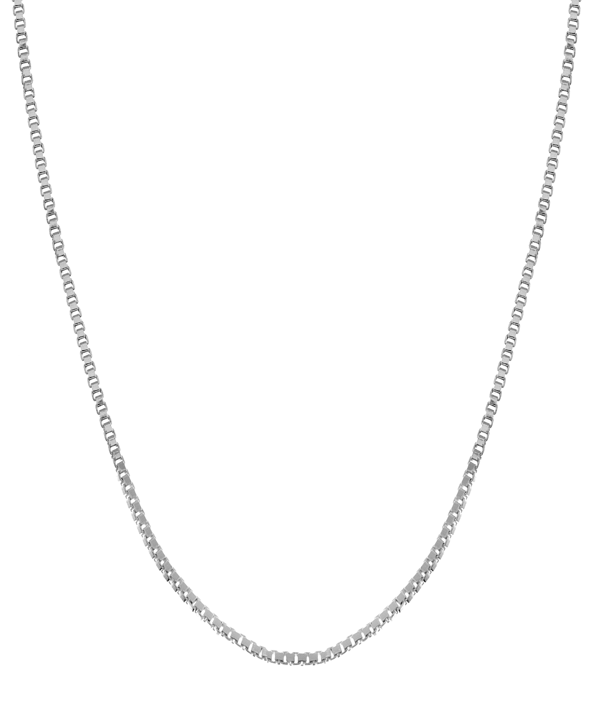 Silver Plate or Gold Plate Venetian Box Link 24" Chain Necklace - Silver