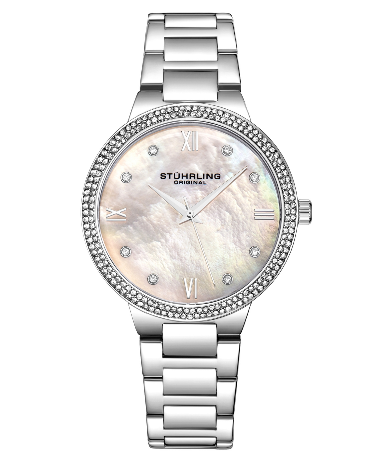Women's Quartz Silver-Tone Link Bracelet Watch 38mm - White