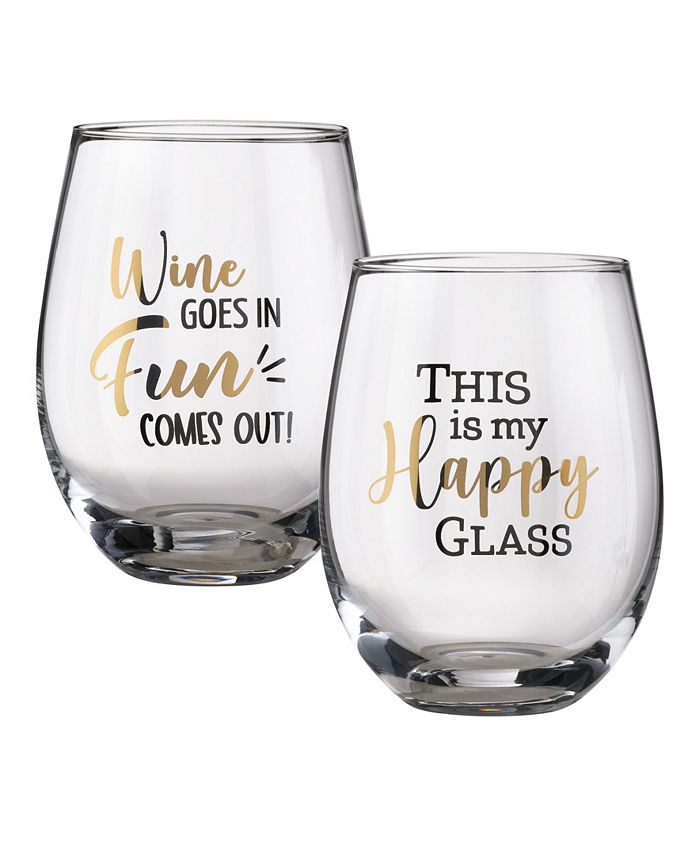 Lillian Rose Wine Glass Set with Fun Sayings, Set of 2 - Macy's