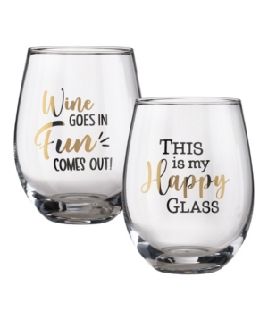 Lillian Rose Wine Glass Set With Fun Sayings, Set Of 2 In Clear