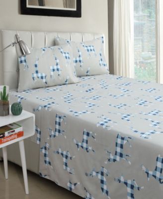 Harper Lane Claus Sheet Set Collection Bedding In Blue/gray