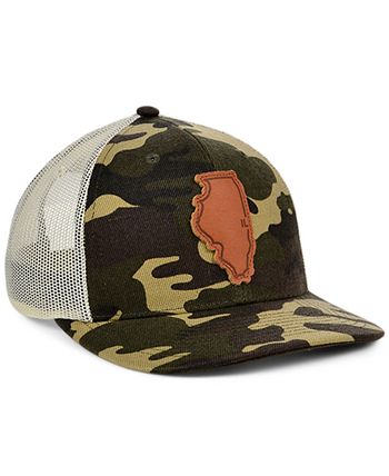 Lids - Illinois Woodland Leather State Patch Curved Trucker Cap