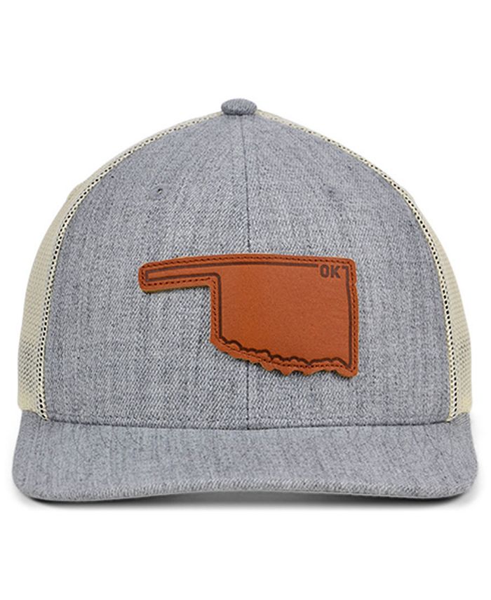 Lids Local Crowns Oklahoma Heather Leather State Patch Curved Trucker