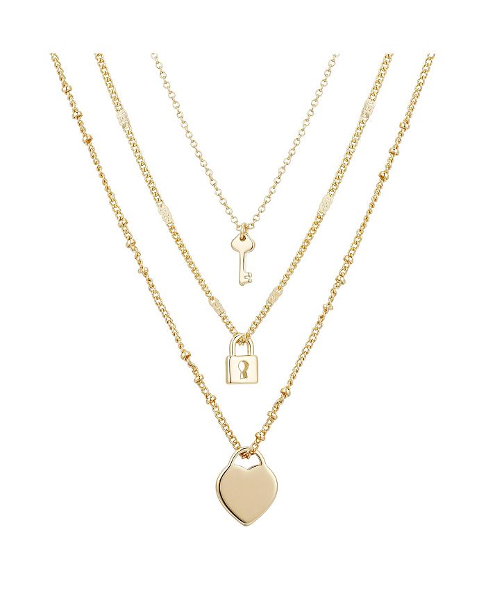 Heart Lock and Key Necklace 14K Gold