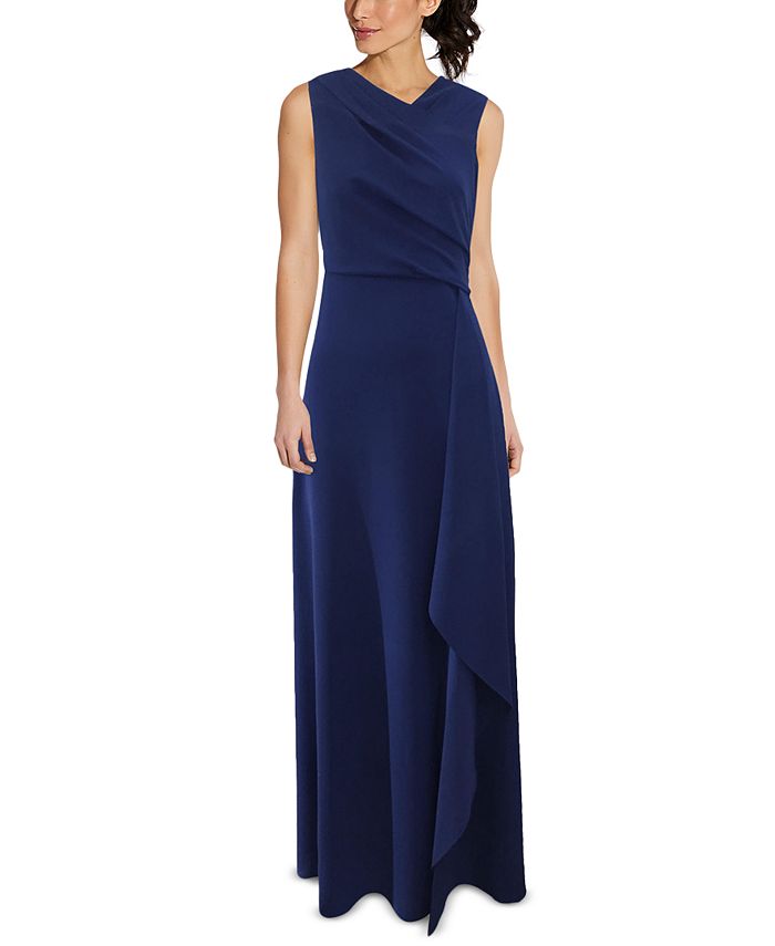 Adrianna Papell Asymmetrical-Neck Gown - Macy's