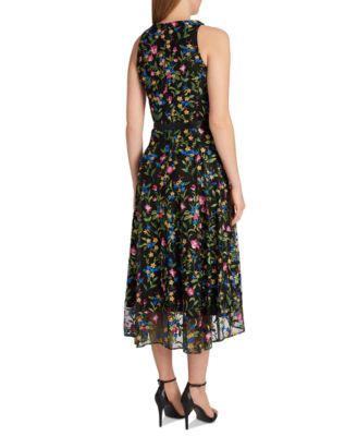 Tahari ASL Floral-Embroidered A-Line Dress  