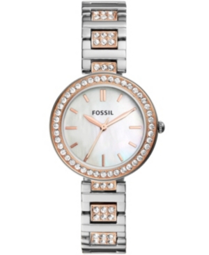 Shop Fossil Women's Karli Three Hand Two Tone Stainless Steel Watch 34mm