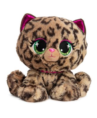 Gund P.Lushes Designer Fashion Pets Sadie Spotson Leopard Premium Stuffed Animal Stylish Soft Plush Cat with Glitter Sparkle, For Ages 3 and Up, Black and Pink, 6