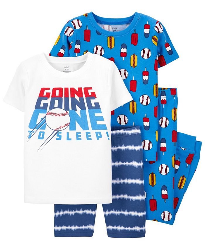 Carter's Little Boys Baseball Snug Fit Pajama, 4 Piece Set - Macy's