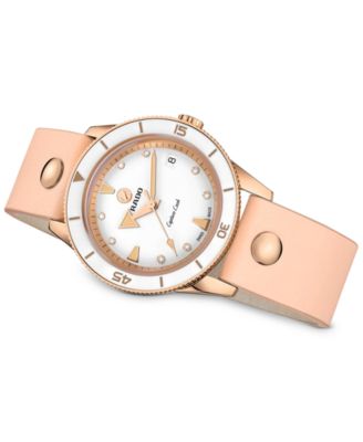 Women's Swiss Automatic Captain Cook Diamond (1/20 ct. t.w.) Pink Leather Wrap Strap Watch 37mm
