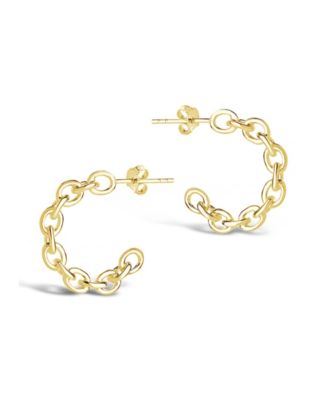 Women's Delicate Chain 14K Gold Plated Hoop Earrings