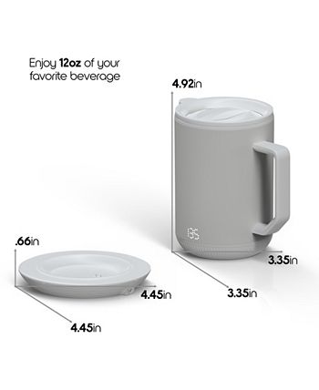 Ionmug & Charging Coaster 12oz. Stainless Steel Self Heating Coffee Mug with Lid, White