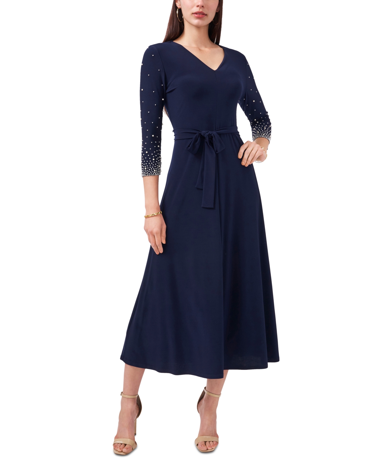 Msk V Neck Beaded Midi Dress Smart Closet