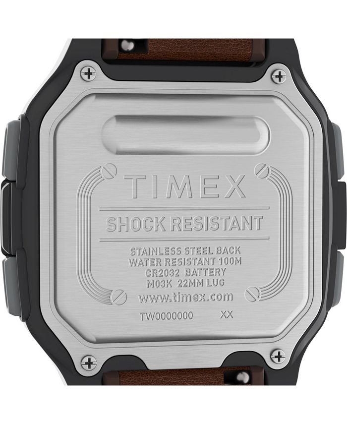 Timex Men's Command Urban Digital Brown Leather Strap Watch 47mm - Macy's