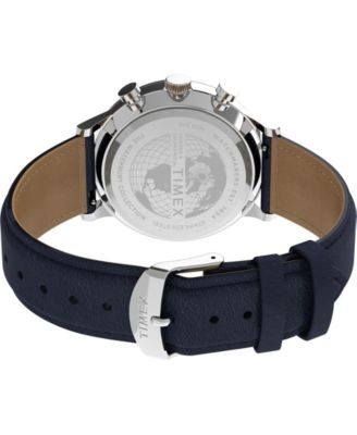 ステーシー　TIMEStwo Timex Men's Waterbury Navy Blue Leather Strap Watch 40mm - Macy's