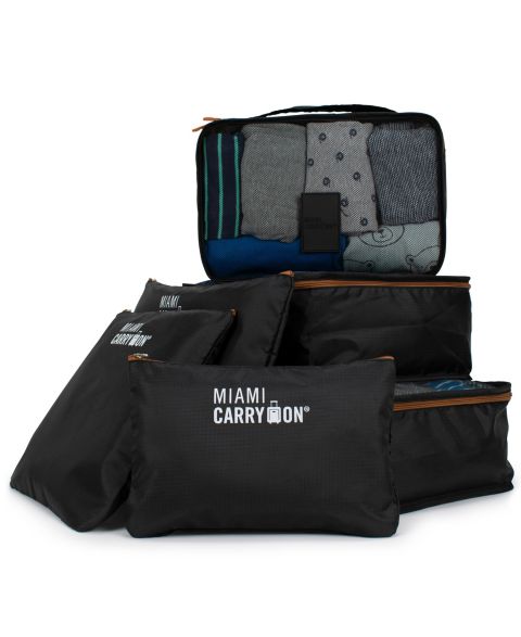 Miami CarryOn Collins 6-Pc. Packing Cube Set, цвет: Чёрный / Рыжевато-коричневый