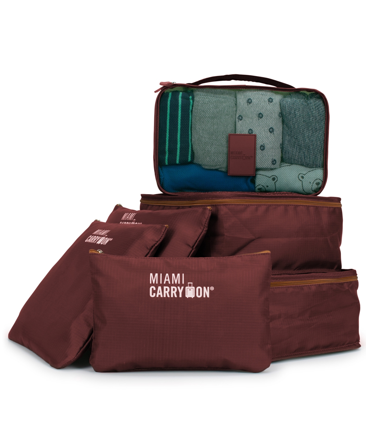 Miami Carryon Collins 6-pc. Packing Cube Set In Burgundy,tan