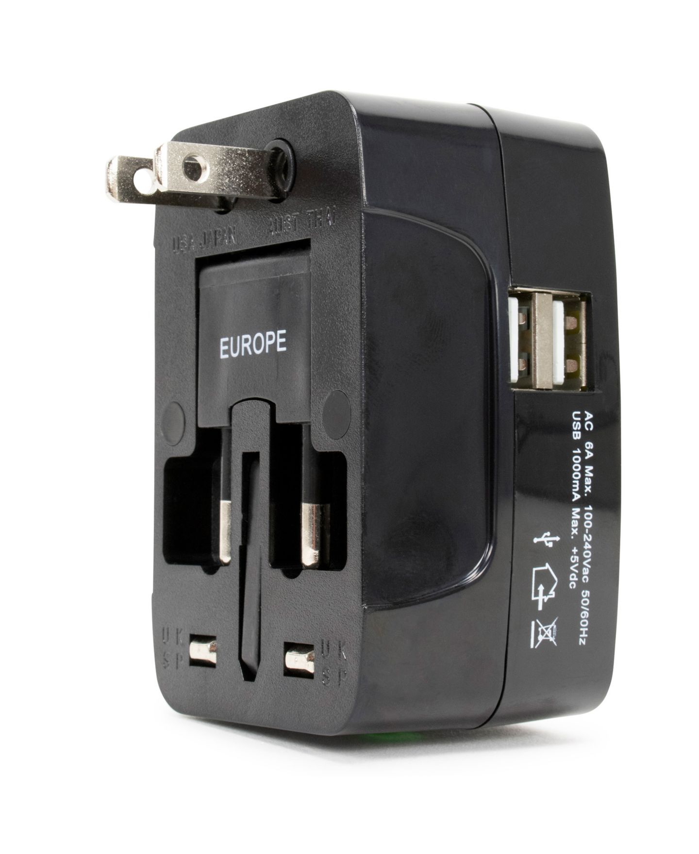 Сумка Miami CarryOn International Travel Adapter with Two USB Ports, цвет: Чёрный — фото 4
