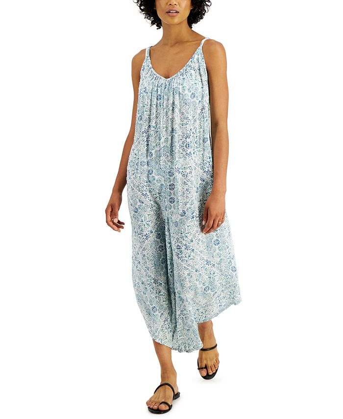 J Valdi Floral-Print Sleeveless Cover-Up Jumpsuit & Reviews - Swimsuits ...