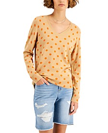 Dot-Print V-Neck Sweater, Created for Macy's