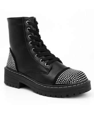 diamond studded combat boots