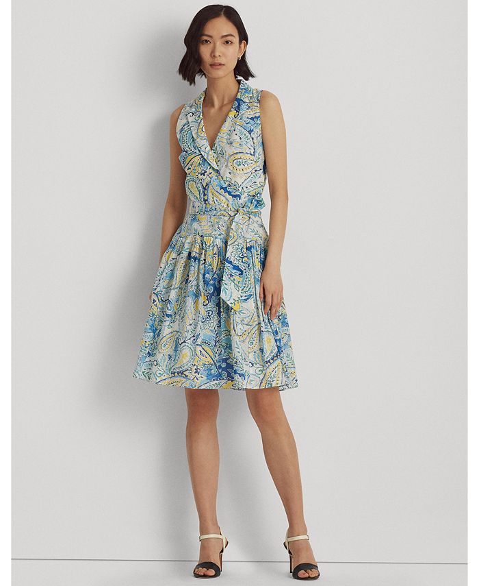 ralph lauren blue paisley dress