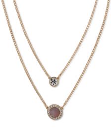 Gold-Tone Crystal & Stone Halo Layered Pendant Necklace, 16" + 3" extender