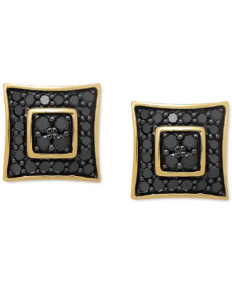 Men's Black Diamond Cluster Stud Earrings (1/2 ct. t.w.) in 18k Gold-Plated Sterling Silver