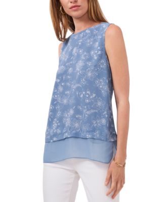 vince camuto printed sleeveless blouse