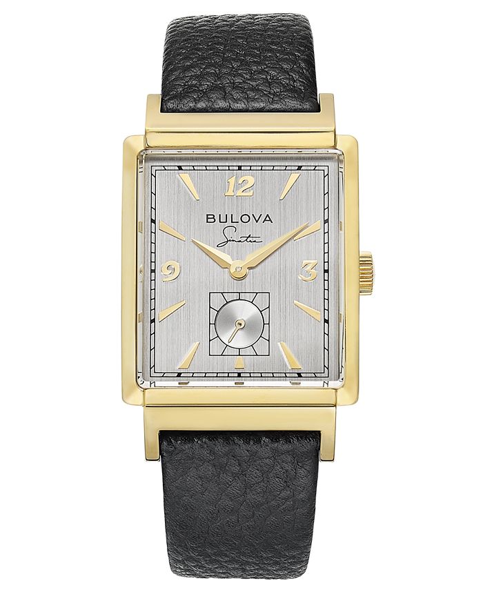 Bulova Men's Frank Sinatra My Way Black Leather Strap Watch 29.5 x 47mm ...
