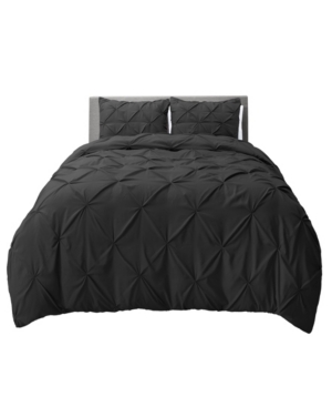 Nestl Bedding Bedding 3 Piece Pinch Pleat Duvet Cover Set, Full In Black
