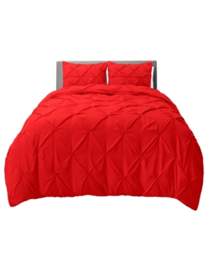 Nestl Bedding Bedding 3 Piece Pinch Pleat Duvet Cover Set, Full In Cherry Red
