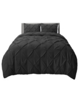 Nestl Bedding 3 Piece Pinch Pleat Duvet Cover Set, Queen - Black