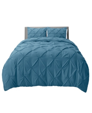 Nestl Bedding Bedding 3 Piece Pinch Pleat Duvet Cover Set, Queen In Blue Heven