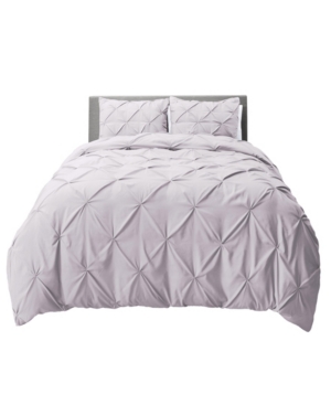 Nestl Bedding Bedding 3 Piece Pinch Pleat Duvet Cover Set, Queen In Light Gray Lavender