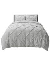 Nestl Bedding 3 Piece Pinch Pleat Duvet Cover Set, Queen - Silver Gray