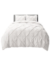 Nestl Bedding 3 Piece Pinch Pleat Duvet Cover Set, Queen - White