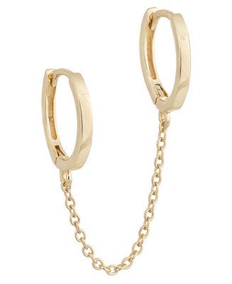 by Adina Eden Solid Double Chain Huggie Earring in 14K Gold Plated over ...