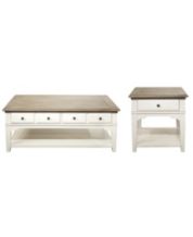 Worlds Away Kenneth Bench and Coffee Table Set in Cerused Oak Finish  KENNETH CO SET